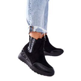PE1 Black Manakel Suede Wedge Boots