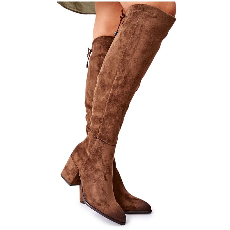 Vinceza Women's Boots On Heel Suede Brown Corrig khaki