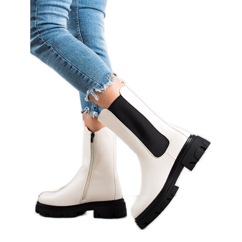 W. Potocki WHITE BOOTS WORKERY POTOCKI 21-18001w