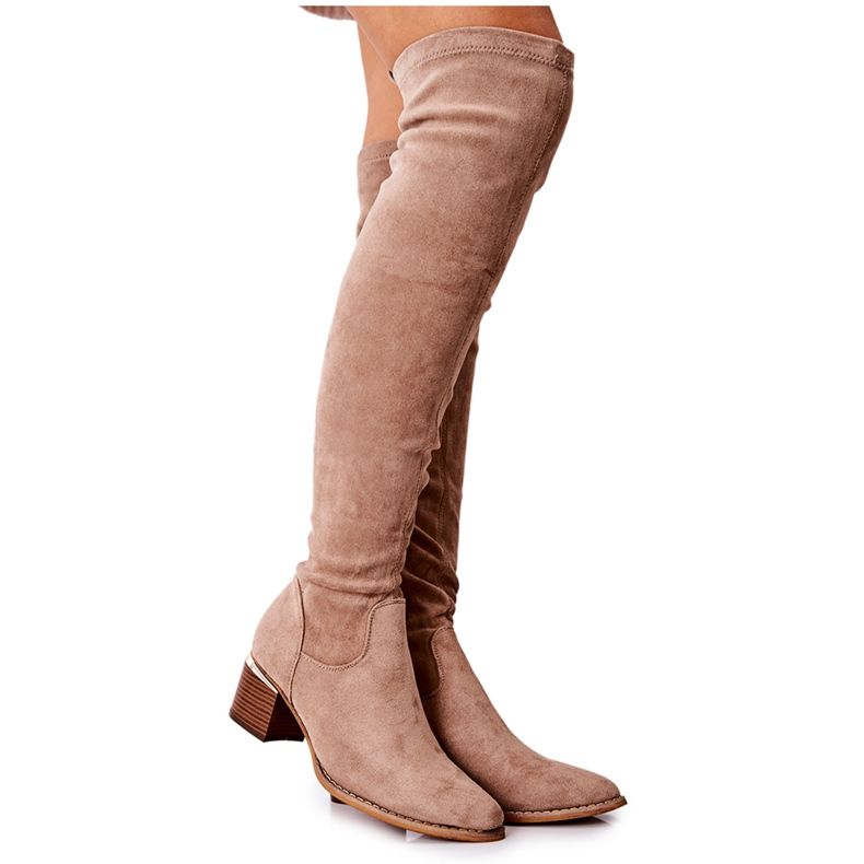 Women's Knee-High Boots Eco-Suede Khaki Can't Stop beige