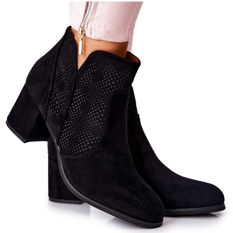 PE1 Suede Black Boots On Heel Elisea