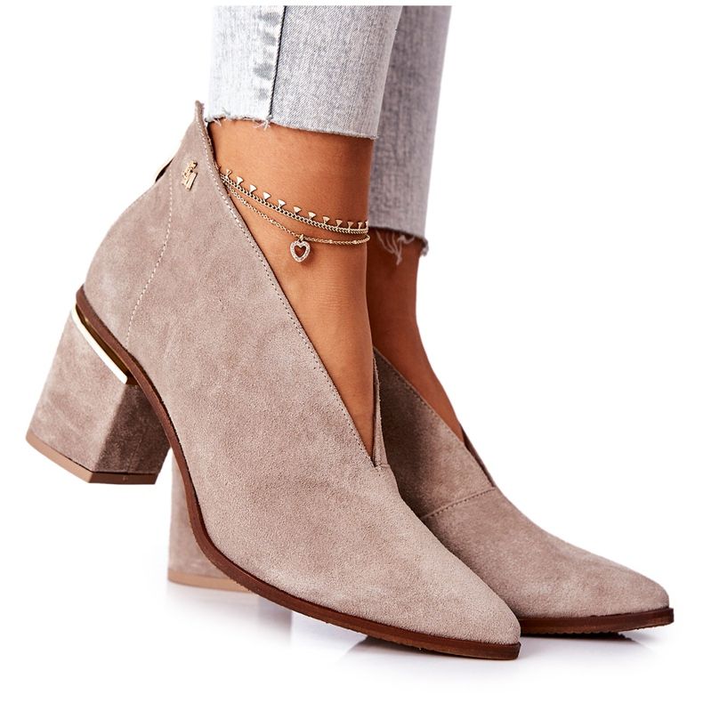 Leather Boots On High Heel Laura Messi Beige 2344 Leather Boots On High Heel Laura Messi Beige 2344