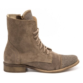 Exquisite Women's leather boots with sequins 1259EX beige