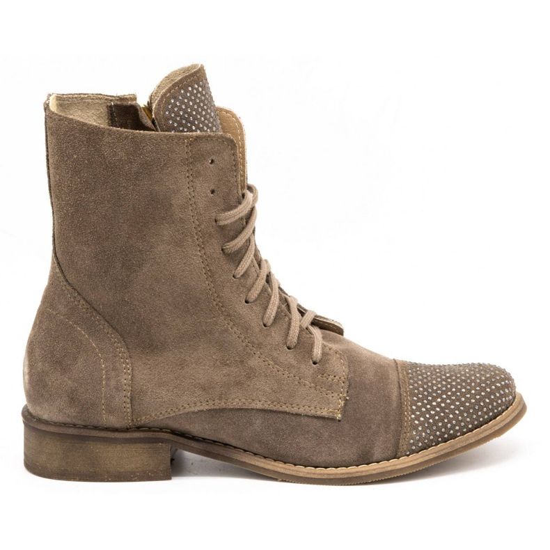 Exquisite Women's leather boots with sequins 1259EX beige