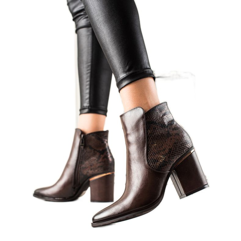 W. Potocki Boots With Snake Print Potocki Insert brown