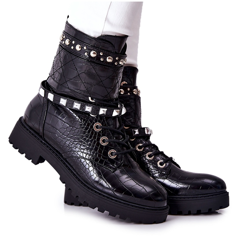PG1 Black Nephele Warm Boots Workers With Studs