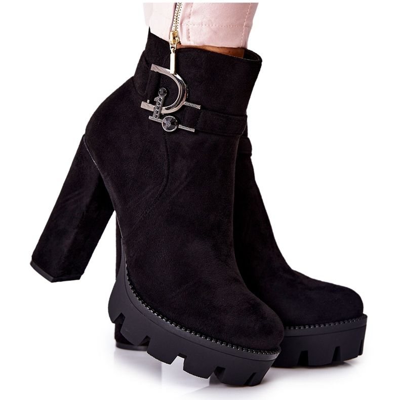 Suede Boots On High Heels Black Dianne