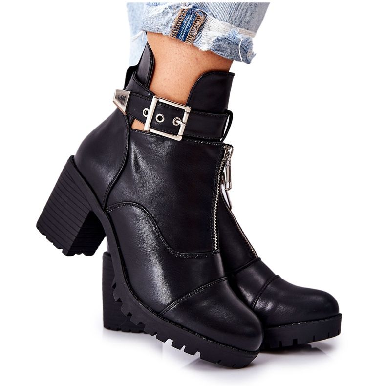 PG1 Black Clive Boots On High Heel With A Buckle