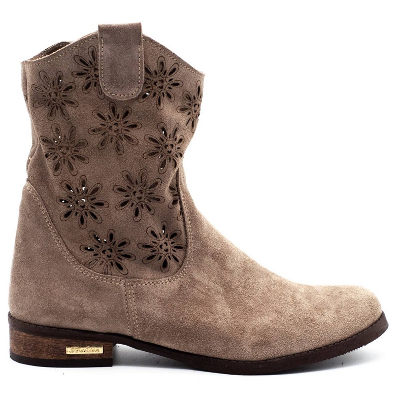 Olivier Comfortable Janet beige openwork boots