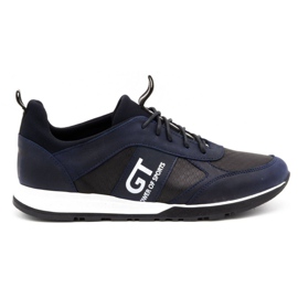 Polbut Sports men's leather casual shoes 2111PLB, navy blue