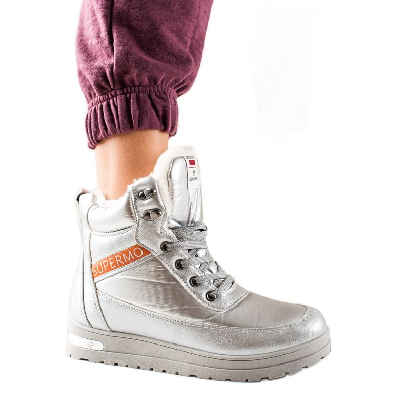 TRENDI Snow boots With Glitter Supermo silver