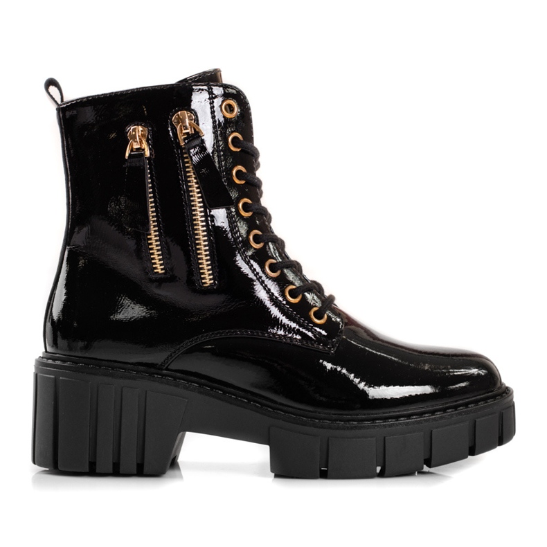 Goodin Fashionable trappers with decorative zippers black