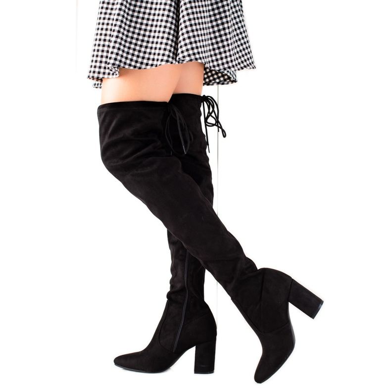 Kayla Suede Thigh High Boots black