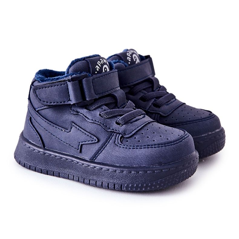 Children's Warm High Sport Shoes Navy Clafi blue