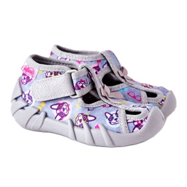 BEFADO S.A. Slippers Inblu With Velcro 190P093 Gray-Blue BEFADO S.A. Slippers Inblu With Velcro 190P093 Gray-Blue