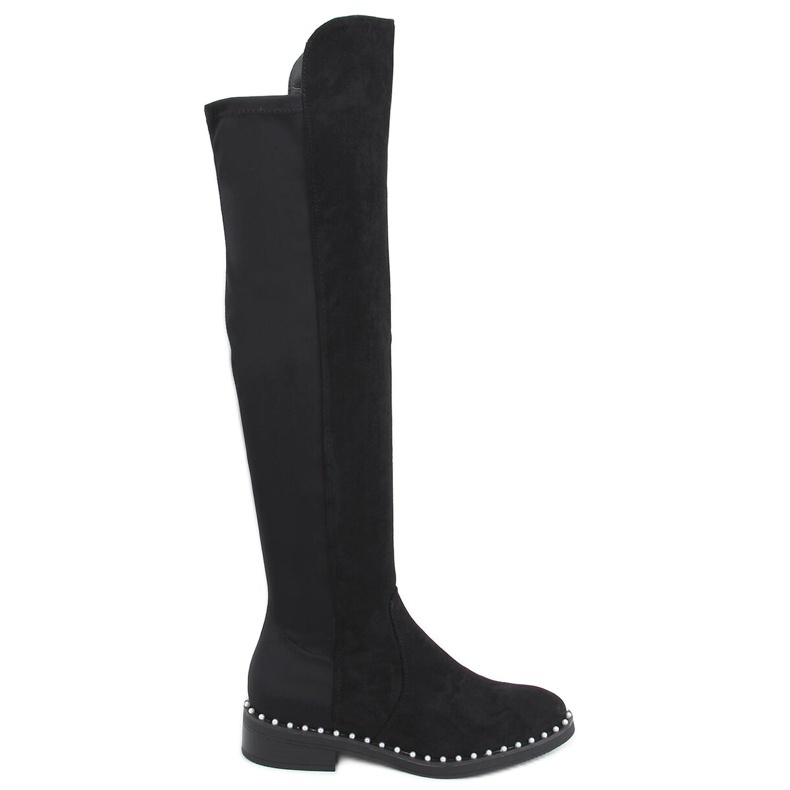 Over-the-knee boots with Verso Black pearls