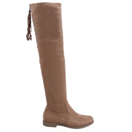 Toum Khaki fringed over-the-knee boots Toum Khaki fringed over-the-knee boots