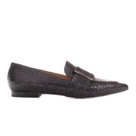 Marco Shoes Croco ballerinas with a large buckle black