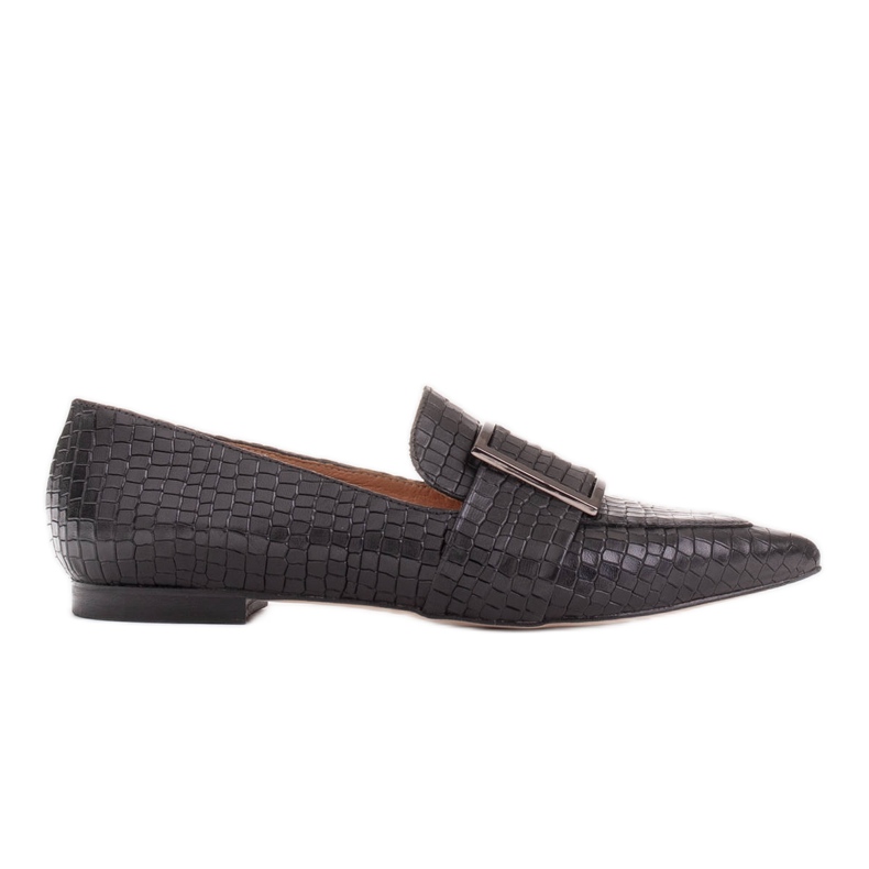 Marco Shoes Croco ballerinas with a large buckle black