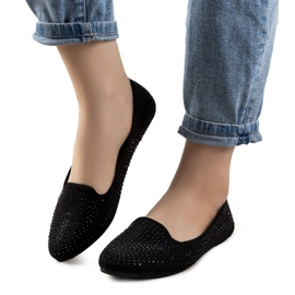 Black ballerinas adorned with Harriette cubic zirconia Black ballerinas adorned with Harriette cubic zirconia