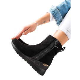 Evento Wedge-heeled suede ankle boots black Evento Wedge-heeled suede ankle boots black