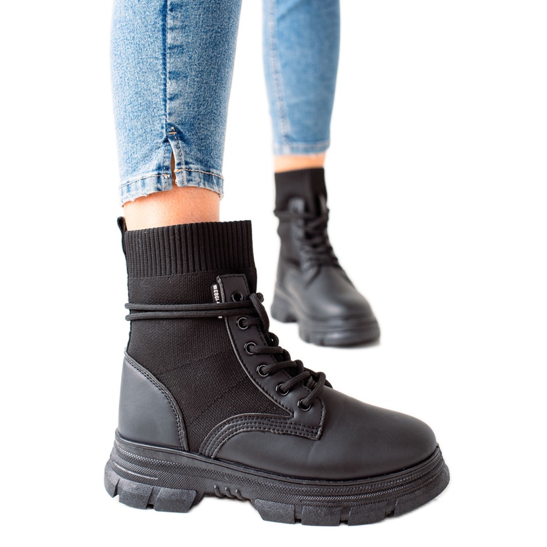 TRENDI Lace-up black ankle boots TRENDI Lace-up black ankle boots