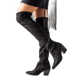 Laura Mode Low-heeled thigh-high boots black