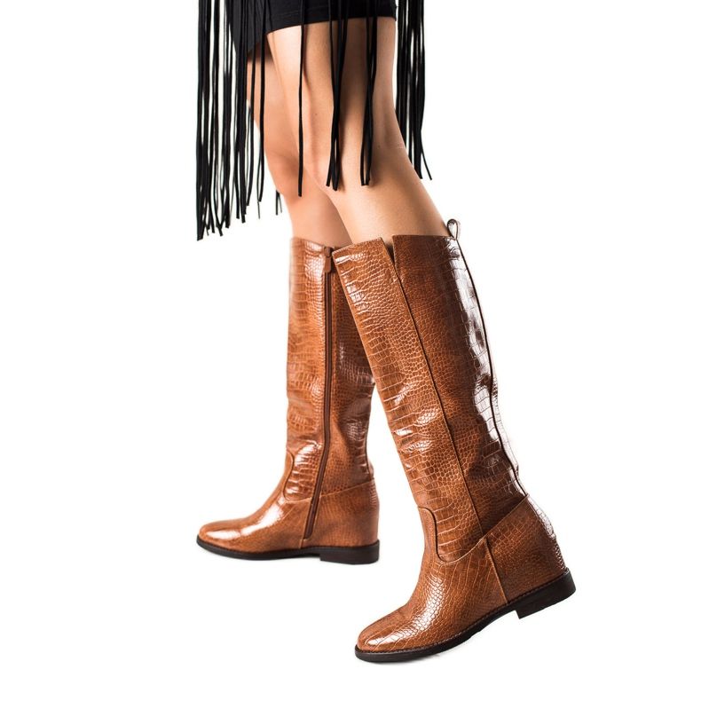 TRENDI Boots With Eco Leather On Wedge brown