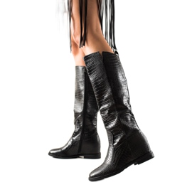 TRENDI Boots With Eco Leather On Wedge black