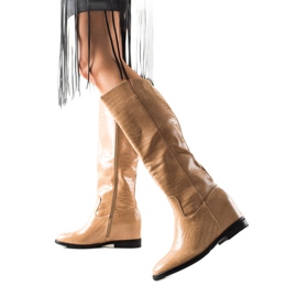 TRENDI Boots With Eco Leather On Wedge beige TRENDI Boots With Eco Leather On Wedge beige