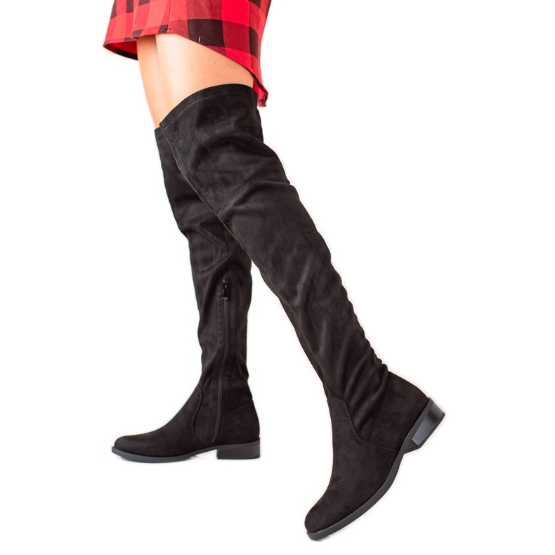 Lucky Shoes Classic suede thigh boots black