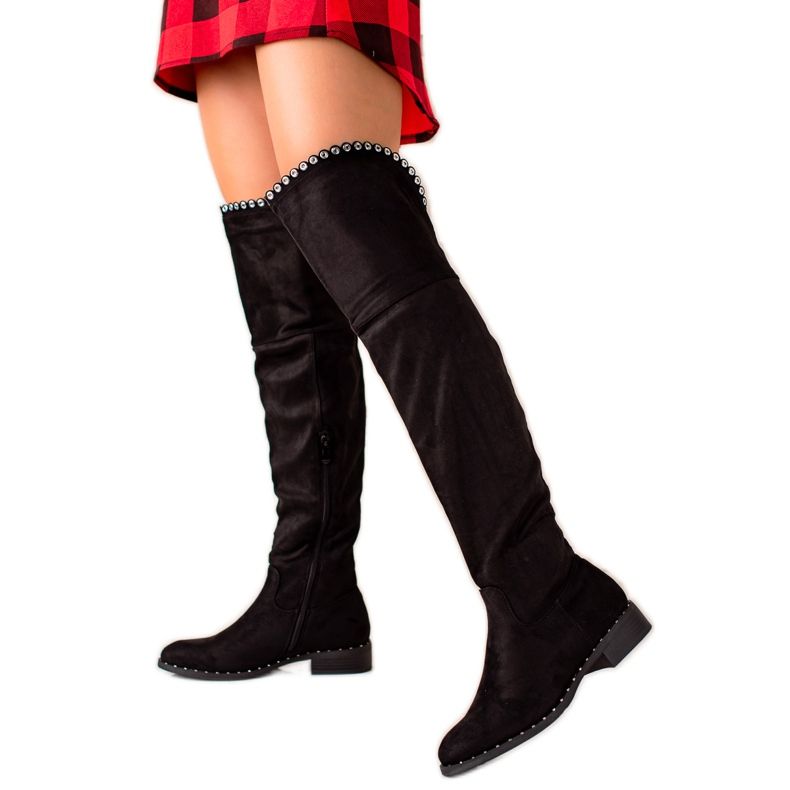 Lucky Shoes Boots With Silver Ornaments black