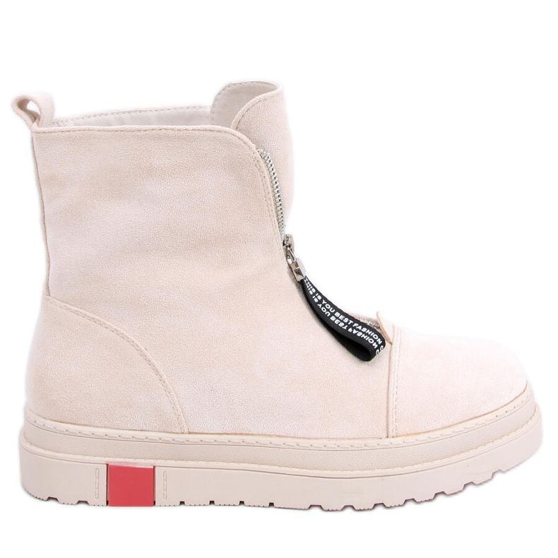 Pitt Beige flat suede boots