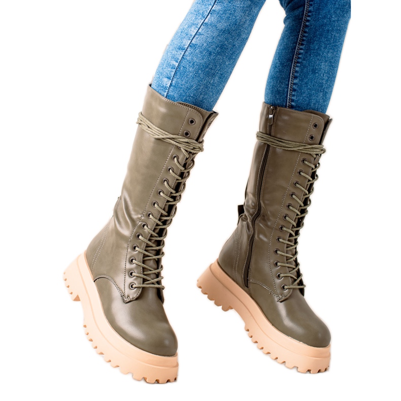 Seastar High Boots With Eco Leather khaki green