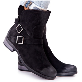 POTOCKI Suede Black Renisse Boots With Buckles