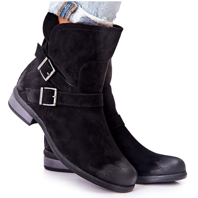 POTOCKI Suede Black Renisse Boots With Buckles