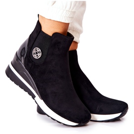 POTOCKI Suede Black Boots On Wedge Lunelle