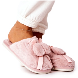 Fur Slippers With Pompoms Pink Pamppies