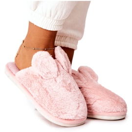 Fur Slippers With Pink Thorpe Ears