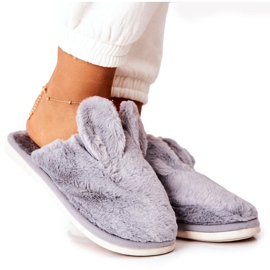 Fur Slippers With Ears Gray Thorpe grey