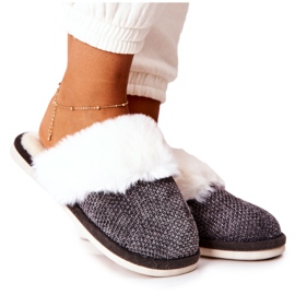 Warm Slippers With Fur Gray Flamarin beige grey