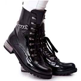 Leather Boots Workers On Heel Laura Messi Black 2209