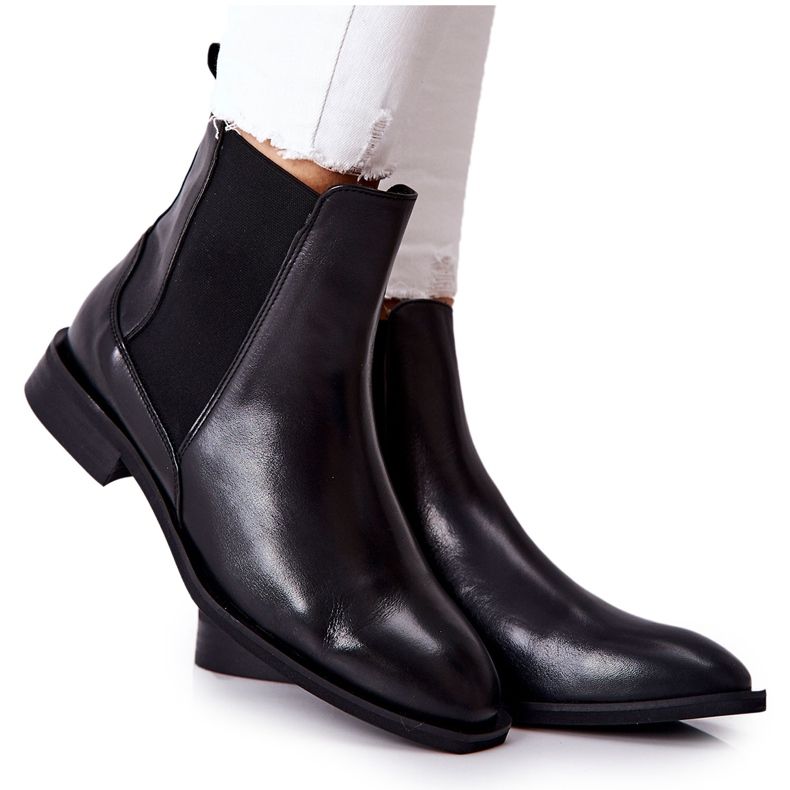 Leather Chelsea Boots On Heel Laura Messi Black 2353 Leather Chelsea Boots On Heel Laura Messi Black 2353
