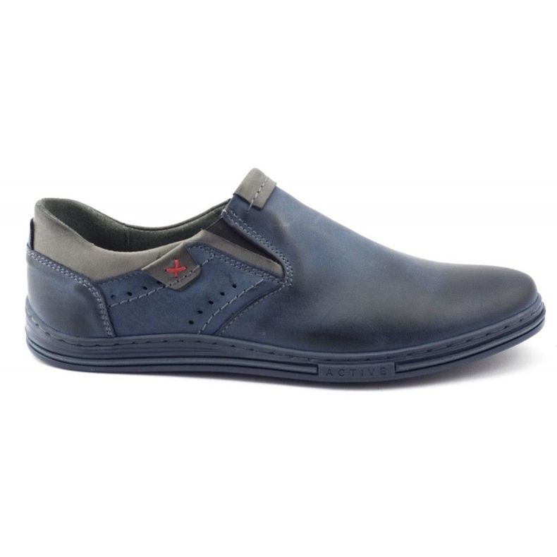 Polbut Men's shoes slip-on 401 navy blue grey