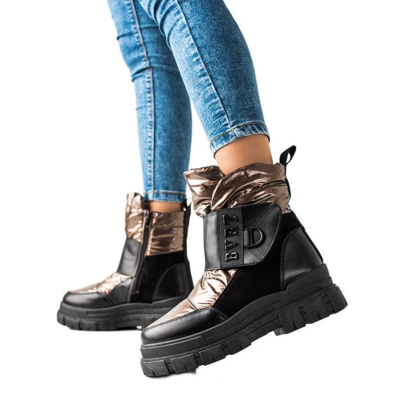 TRENDI Warm Snow Boots With Velcro black golden