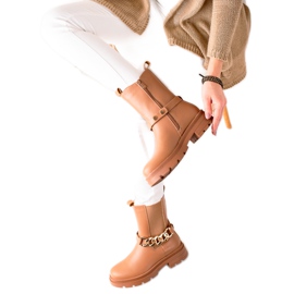 TRENDI High ankle boots with a chain beige TRENDI High ankle boots with a chain beige