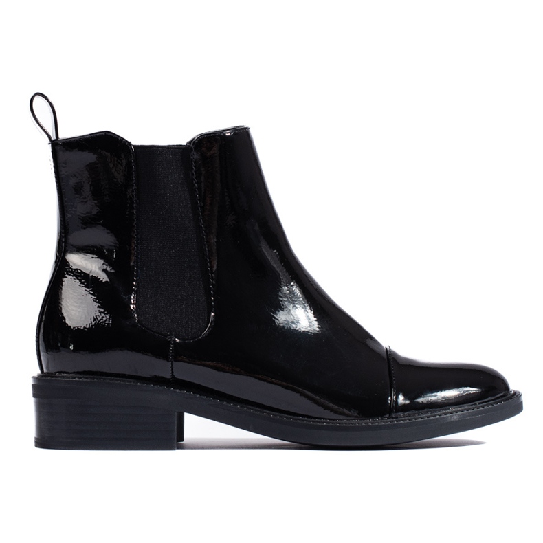 TRENDI Elegant lacquered Chelsea boots black