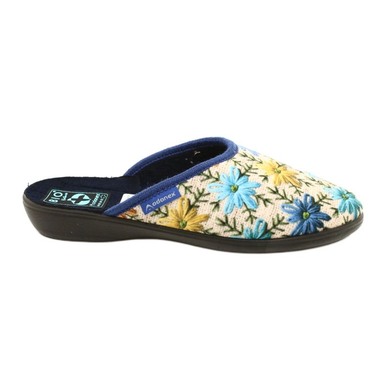 Women's Slippers With Flowers Adanex 26743 Beige-Blue
