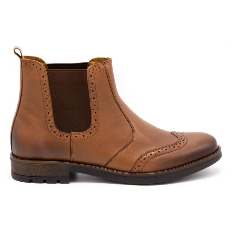 Olivier Men's Chelsea boots, leather brogues 7003KB brown
