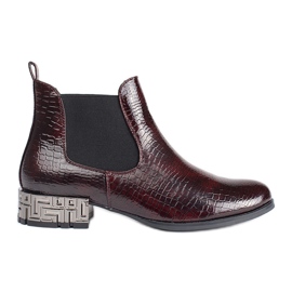 Sergio Leone Chelsea boots with a decorative heel brown red